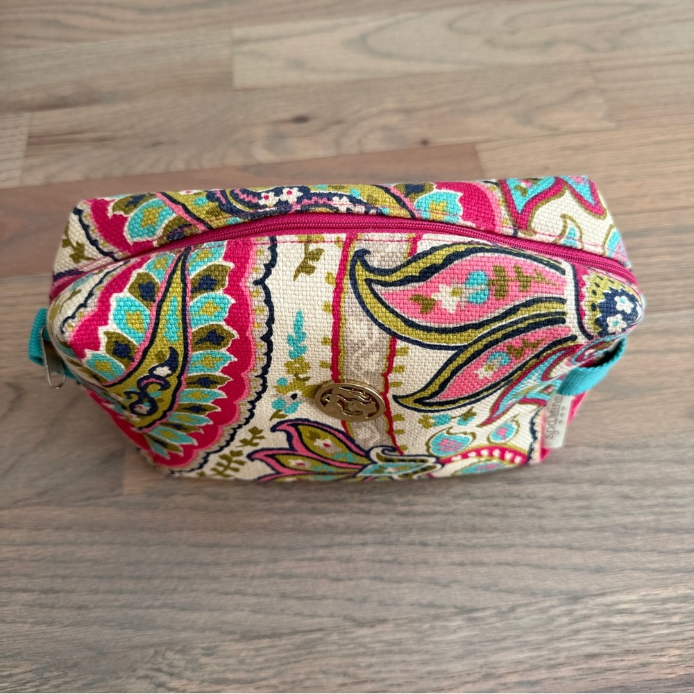 Spartina 449 Paisley Linen Make Up/ Cosmetic Bag - Picture 2 of 10